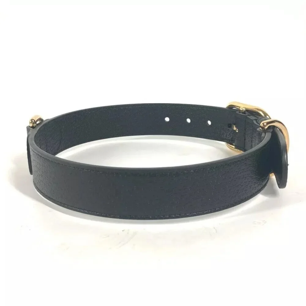GUCCI 695256 GG Large/Extra Large Pet Dog Collar Black/GoldHardware Unused